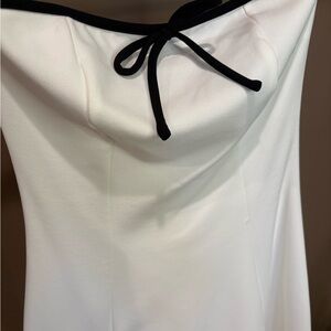Strapless White Dress with Black Bow Accent NWT